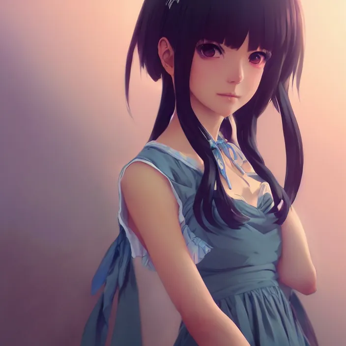 Image similar to a potrait of anime girl, my dress up darling anime, fine details, night setting, realistic shaded lighting poster by ilya kuvshinov katsuhiro, artgerm, jeremy lipkin and michael garmash and nixeu, unreal engine 5, radiant light, detailed and intricate environment