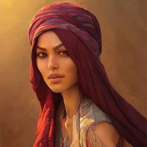 Image similar to a beautiful portrait painting of life in north africa, masterpiece by famous artist nasreddine dinet and ross tran and eugene de blaas, artstation