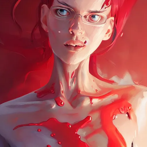 Prompt: woman made of red ooze, transparent, behance hd artstation by jesper ejsing by rhads, makoto shinkai and lois van baarle, ilya kuvshinov, ossdraws