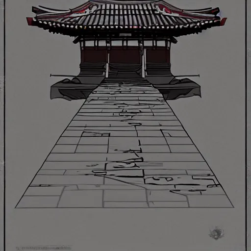 Prompt: samurai path, symmetric concept art