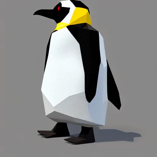 Image similar to low-poly penguin in sci-fi outfit