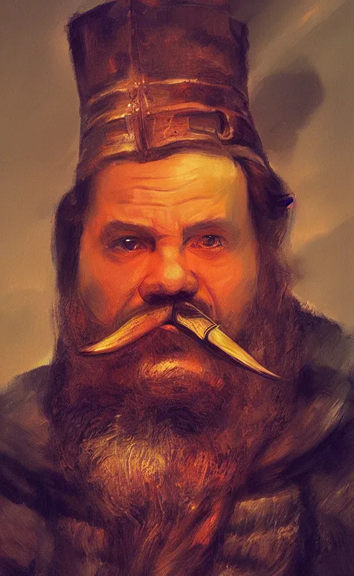 Image similar to a beautiful portrait painting of gimli, by diego velazquez, beautiful composition and structure, high contrast, high saturation, vivid ember colors, cross hatching featured on artstation, shading study, lighting study, studio lighting, pipe smoke, volumetric fog, artistic, cinematic, backlight, rim light, portrait study