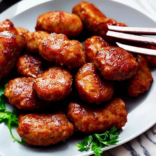 Image similar to very delicious sausage nugget bbq on plate