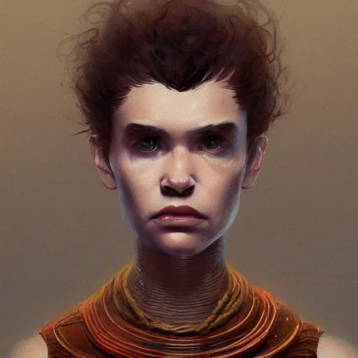 Image similar to Portrait of Grimes in Dune 1984, illustrated by Greg Rutkowski, trending on artstation, artstationHQ, artstationHD, 4k, 8k