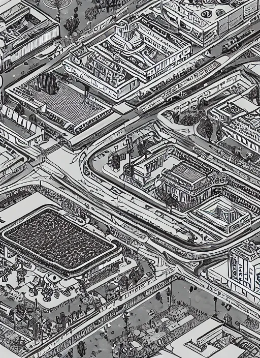 Image similar to dolores park isometric, an ultrafine detailed illustration by james jean, intricate linework, bright colors, behance contest winner, vanitas, angular, altermodern, unreal engine 5 highly rendered, global illumination, radiant light, detailed and intricate environment