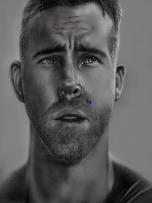 Image similar to portrait, ryan reynolds as batman, maskless, hyperrealism, moody lighting, intricate, 8 k