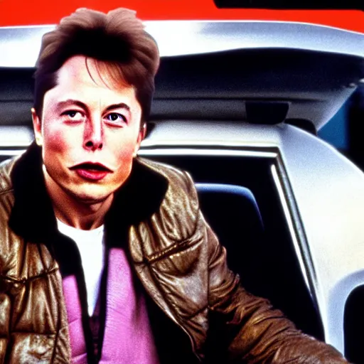 Image similar to Elon Musk in Back to the Future (1985), 8k