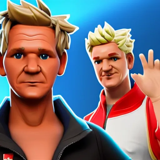 Image similar to gordon ramsay as fortnite character, gameplay screenshot