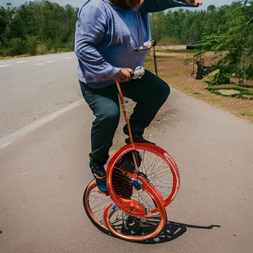 Image similar to fat donkey playing the flute whilst riding a unicycle, canon eos r 3, f / 1. 4, iso 2 0 0, 1 / 1 6 0 s, 8 k, raw, unedited, symmetrical balance, wide angle