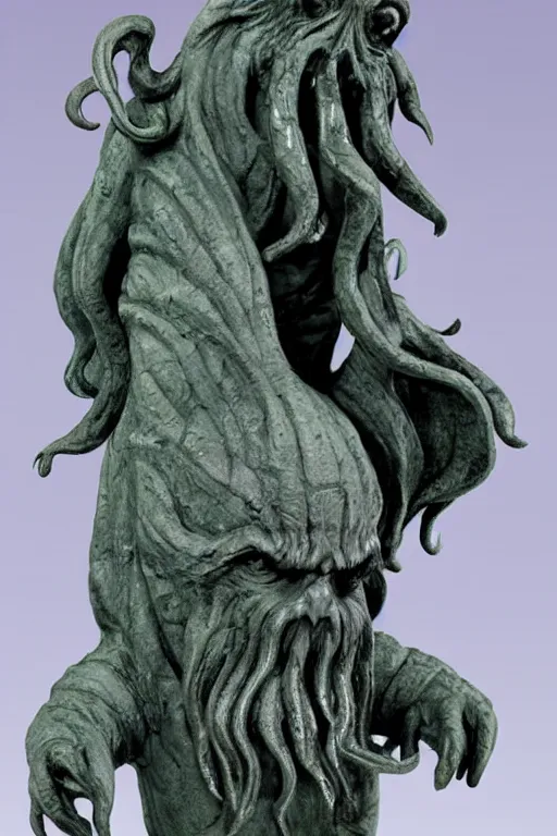 Image similar to cthulhu marble statue by michelangello and leonardo da vinci