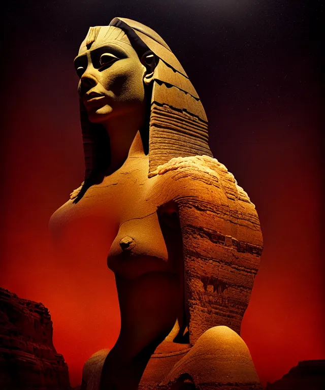 Image similar to epic professional digital art the sphinx, horrific yet beautiful vibe, evocative, atmospheric lighting, painted, intricate, highly detailed, by leesha hannigan, wayne haag, reyna rochin, ignacio fernandez rios, mark ryden, iris van herpen, artstation, cgsociety, stunning, gorgeous, sharp focus, cinematic, masterpiece