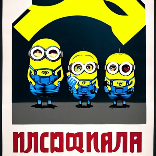 Image similar to soviet poster of minions