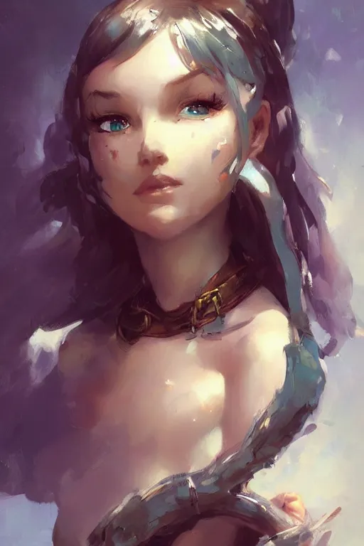 Image similar to a portrait of a cute fantasy girl by Frank Frazetta, WLOP and ross tran