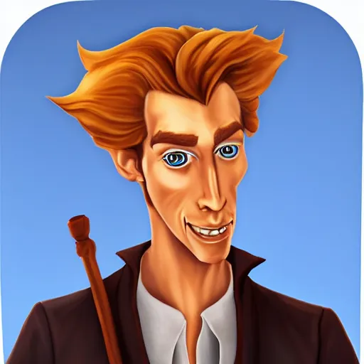 Image similar to linkedin portrait of Guybrush threepwood