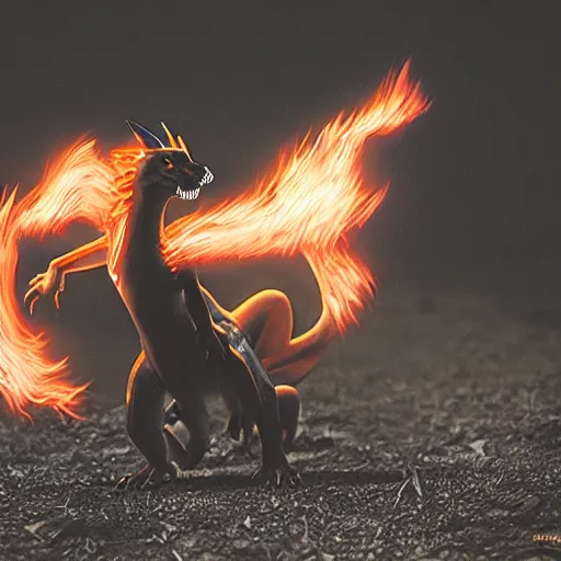 Image similar to national geographic professional photo of charizard, award winning