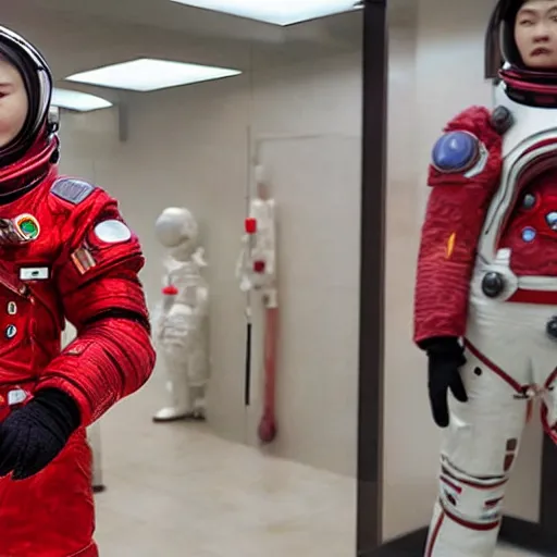 Image similar to traditional chinese space suit, the wandering earth, science fiction