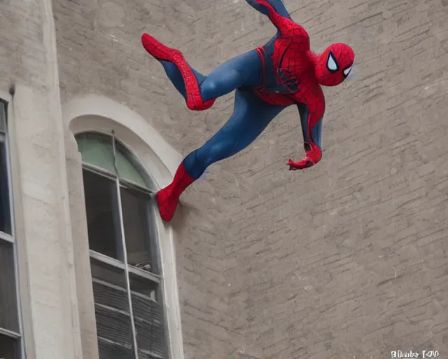 Image similar to photograph of spider - man on a building movie set