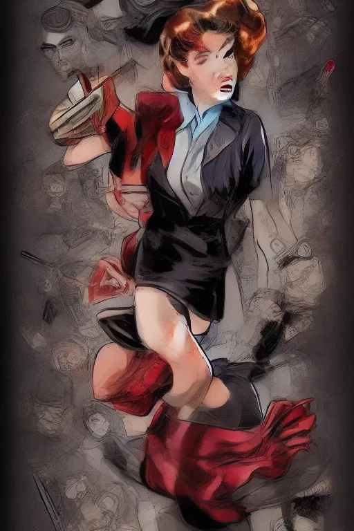 Image similar to Agent carter illustration concept art in the style of Amano, Yoshitaka