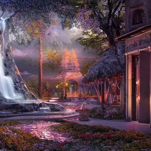 Image similar to realistic renderings of magical scenes, highly detailed