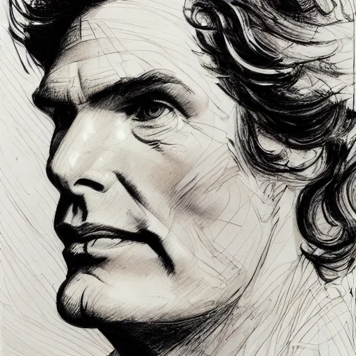 Image similar to a realistic yet scraggly portrait sketch of the side profile of a stern and sophisticated christopher reeve, trending on artstation, intricate details, in the style of frank auerbach, in the style of sergio aragones, in the style of martin ansin, in the style of david aja, in the style of mattias adolfsson