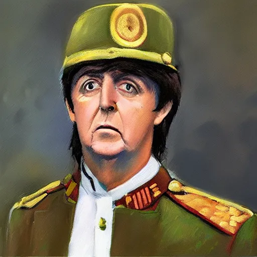 Image similar to “Oil painting of Paul McCartney as a World War 1 general, 4k”