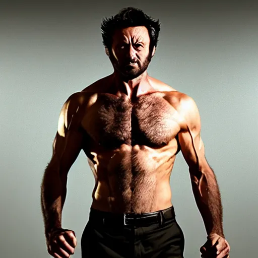 Prompt: the wolverine full body shot by yousuf karsh, golden hour, realistic, body shot, sharp focus, 8 k high definition, insanely detailed, intricate, elegant