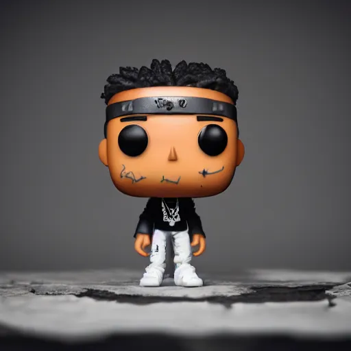 Image similar to funko pop of rapper youngboy never broke again, product shot, macro, hyper realistic, octane render, unreal engine, 4 k, 8 k