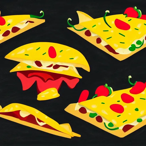 Prompt: drawing of nachos with cheese and jalapeno illustrations, white background, drawing, cartoon, in the style of shyama golden