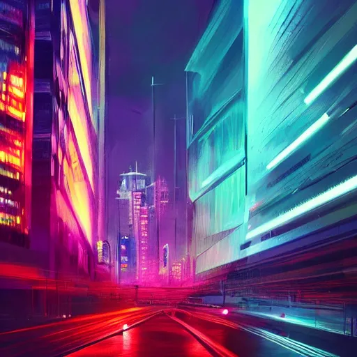 Image similar to neon cityscape during a lightning storm, colorful, neon lights, futuristic, 8k, dramatic lighting, realistic, professional, concept art, artstation hd, trending on social media,
