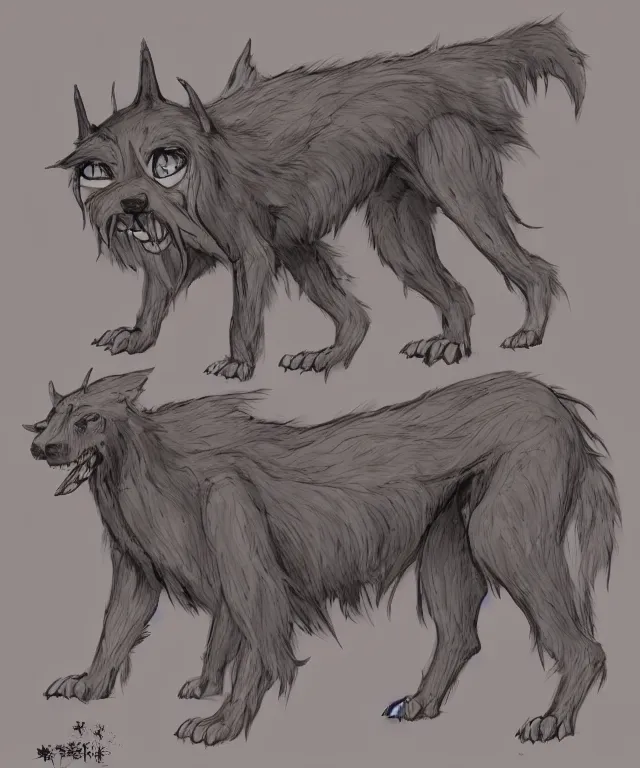 Image similar to a anthromorphic humanoid cute hellhound in the style of studio ghibli in the style of slice of life anime trending on artstation deviantart pinterest detailed realistic hd 8 k high resolution