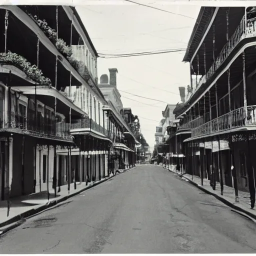 Prompt: photograph of a street of New Orleans circa 1960