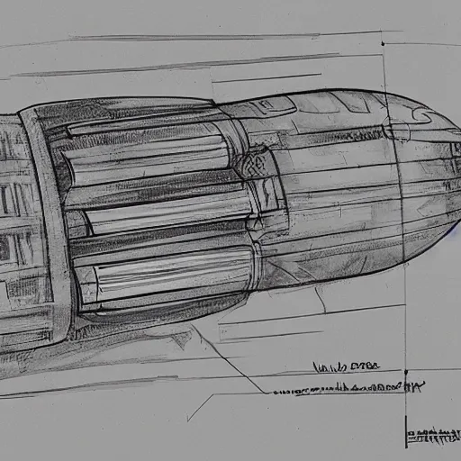 Prompt: sketches of spaceship, full page, technical, detailed