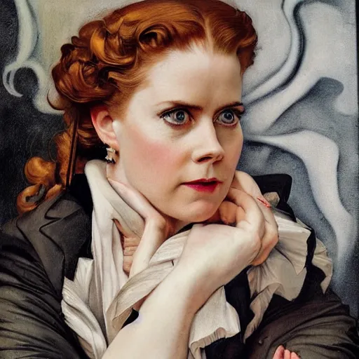 Prompt: amy adams in prey picture by j. c. leyendecker and peter paul rubens, asymmetrical, dark vibes, realistic painting, organic painting, matte painting, geometric shapes, hard edges, graffiti, street art : 2 by j. c. leyendecker and peter paul rubens : 4