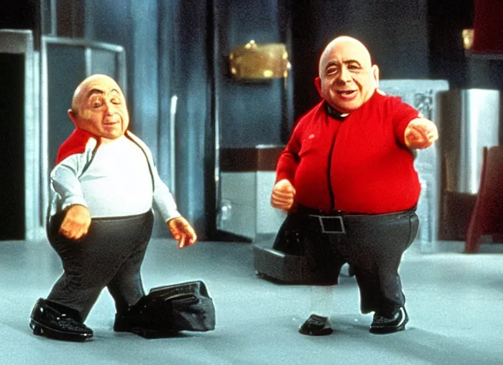 Image similar to film still of Danny Devito as Mini Me from Austin Powers