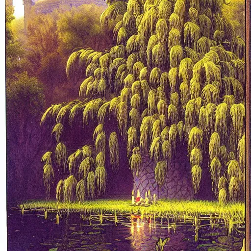 Image similar to castle in the willow tree forest, Darrell K Sweet, felix Kelly