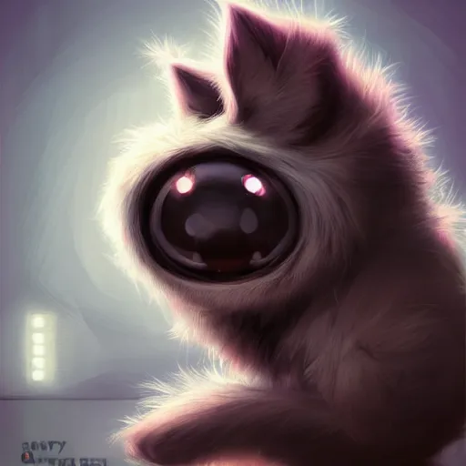 Image similar to funny furry cute little monster by artgerm and beeple and charlie bowater, soft lighting, solid background,