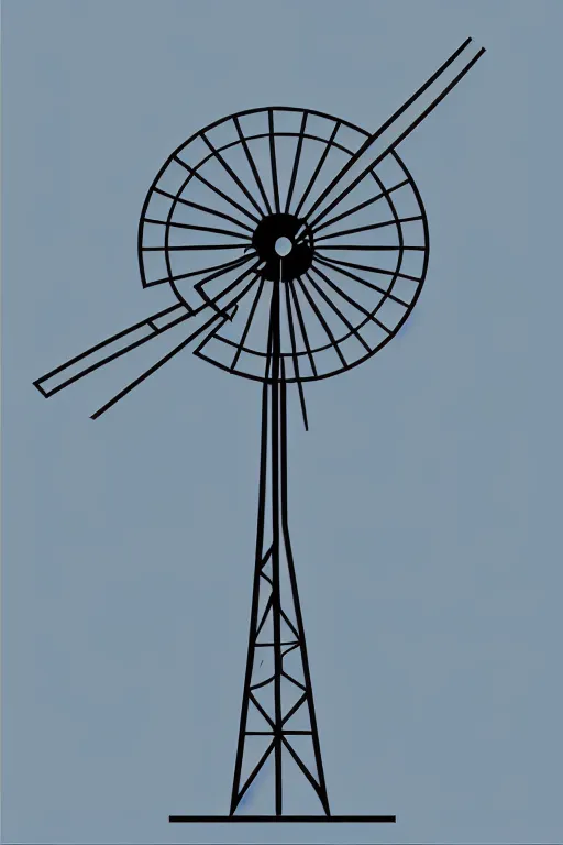 Image similar to minimalist boho style art of a windmill, illustration, vector art