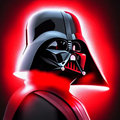 Image similar to darth vader's head coming out of a red mist, trending on artstation, profile pic, centered, accurate anatomy, highly detailed, digital art,