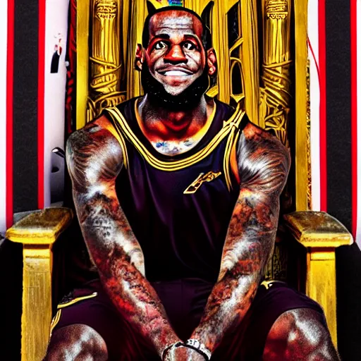 Image similar to Lebron James on throne