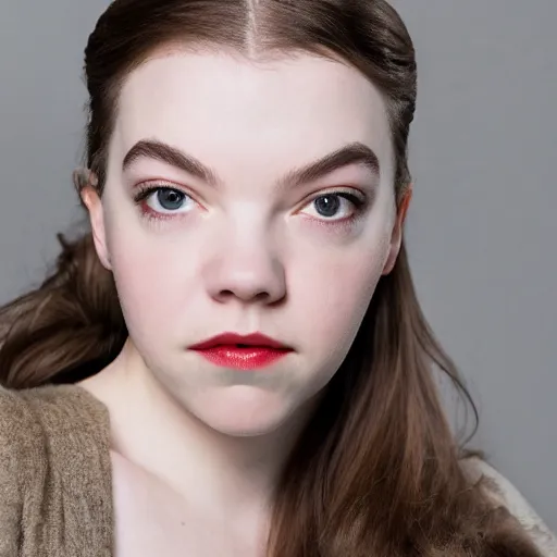 Image similar to Adult Anya Taylor-Joy, XF IQ4, f/1.4, ISO 200, 1/160s, 8K, Sense of Depth, color and contrast corrected, Nvidia AI, Dolby Vision, symmetrical balance, in-frame