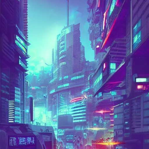 Image similar to “ paradise, cyberpunk art by vincent lefevre, behance contest winner, altermodern, cityscape, synthwave, matte painting ”