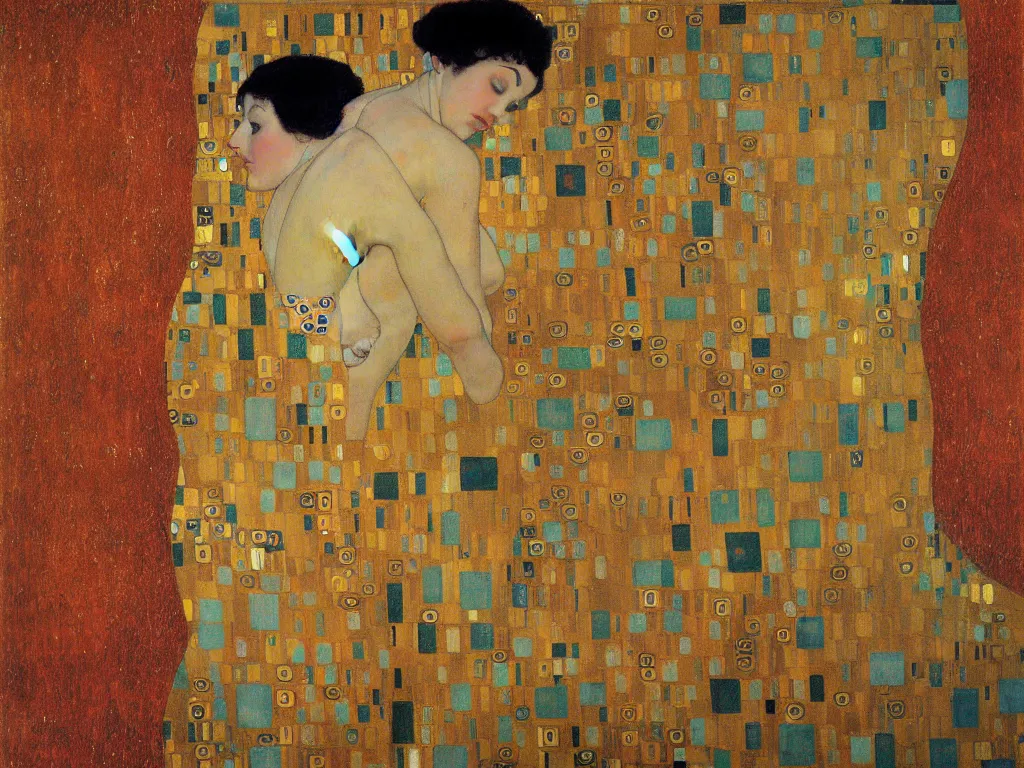 Prompt: Gustav Klimt painting of female figure