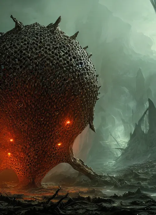 Prompt: creature trypophobia, ultra detailed fantasy, elden ring, realistic, dnd, rpg, lotr game design fanart by concept art, behance hd, artstation, deviantart, global illumination radiating a glowing aura global illumination ray tracing hdr render in unreal engine 5