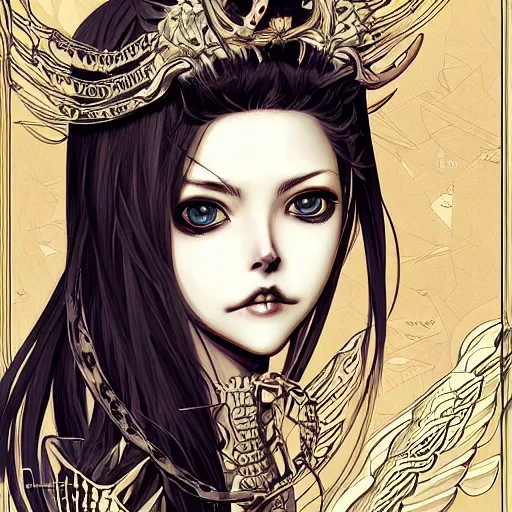 Prompt: anime manga skull portrait young woman skeleton, intricate, regal, angel, stormy elegant, highly detailed, digital art, ffffound, art by JC Leyendecker and sachin teng