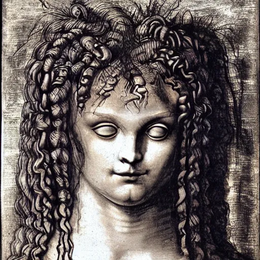 Image similar to Medusa portrait by Leonardo da Vinci