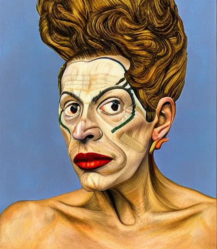 Image similar to a high quality, high detail, portrait of a drag queen by lucian freud