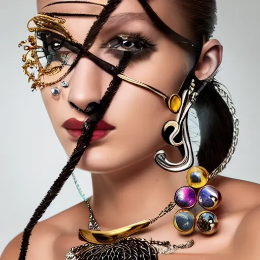 Prompt: jewelry inspired by salvador dali, high detail, product photo
