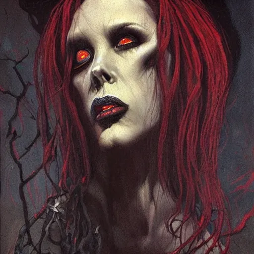 Prompt: portrait of erinyes demon, misty night, beautiful! coherent! by brom! deep colors, strong lines, high contrast