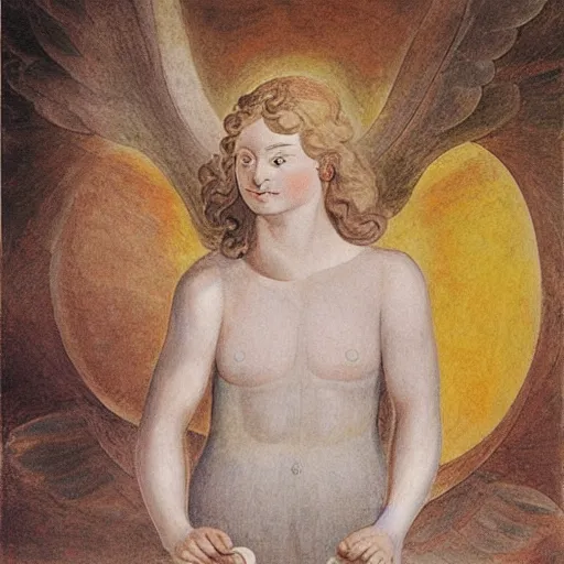 Image similar to biblical angel of ducks, by jean deville, by william blake, oil on canvas