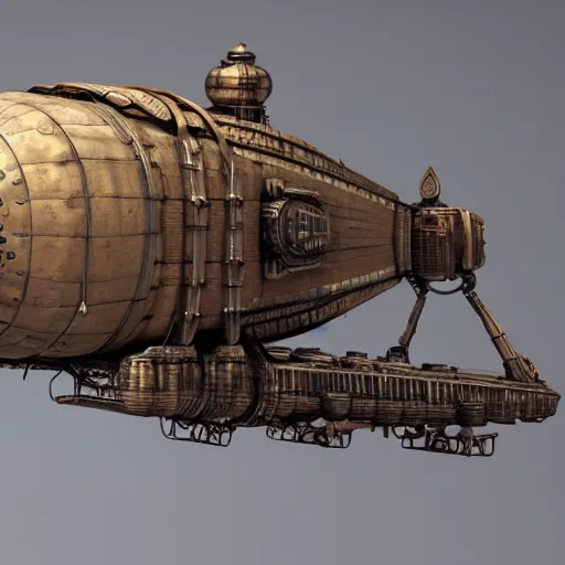 Image similar to Extremely detailed, Steampunk airship, 3D concept art, Octane Render, Unreal Engine, High Quality,4K, dark